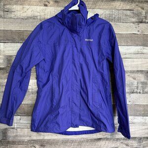 Marmot Jacket Women Medium Hooded Windbreaker Zipper Rain Coat Casual Purple